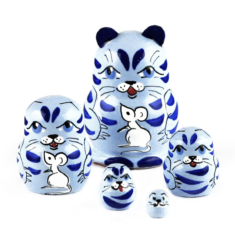 1 1-4" Tall Tiny Cat & Mouse Matryoshka