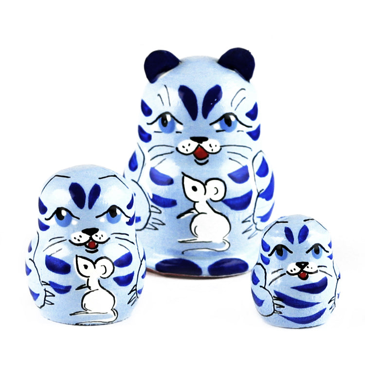 1 1-4" Tall Tiny Cat & Mouse Matryoshka