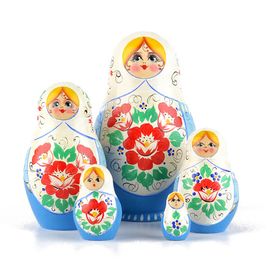 Blue & White Floral Stacking Doll