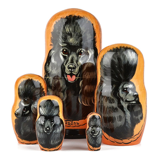 Black Poodle Nesting Doll