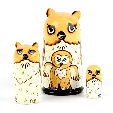 Owl Family Babushka Doll