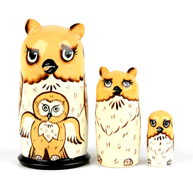 Owl Family Babushka Doll