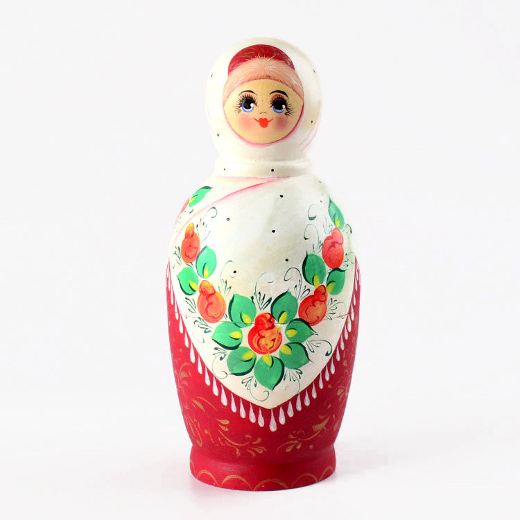 Floral White Shawl Nested Doll