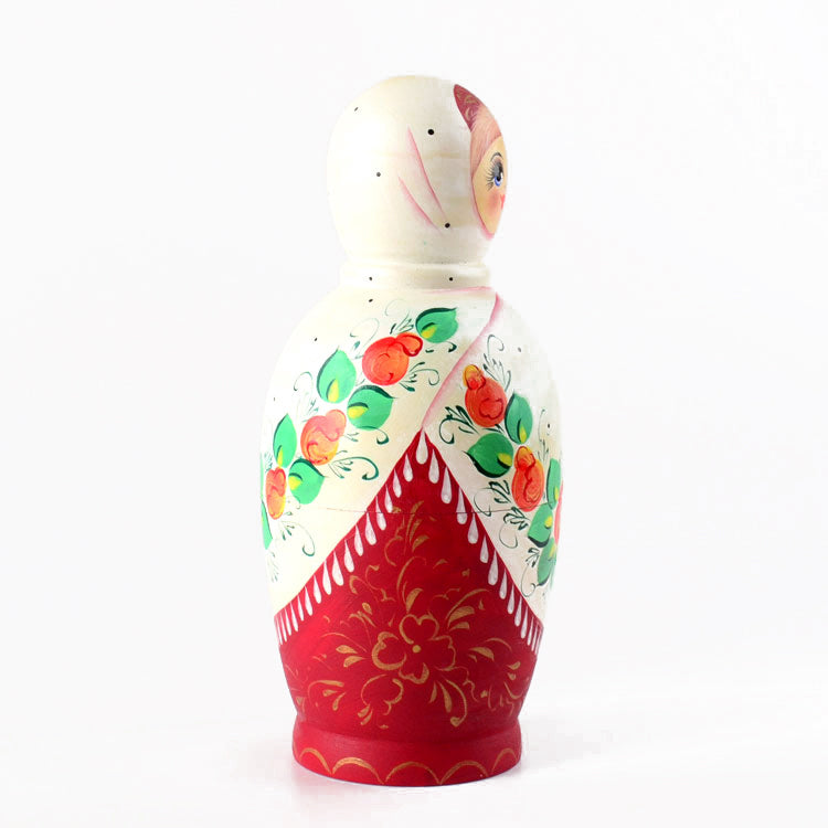 Floral White Shawl Nested Doll