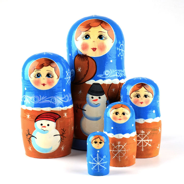 Winter Matryoshka with Snowman