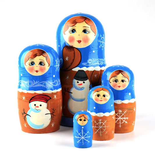 Winter Matryoshka with Snowman