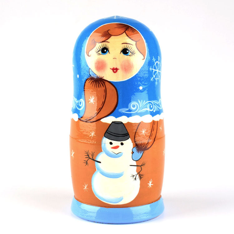 Winter Matryoshka with Snowman