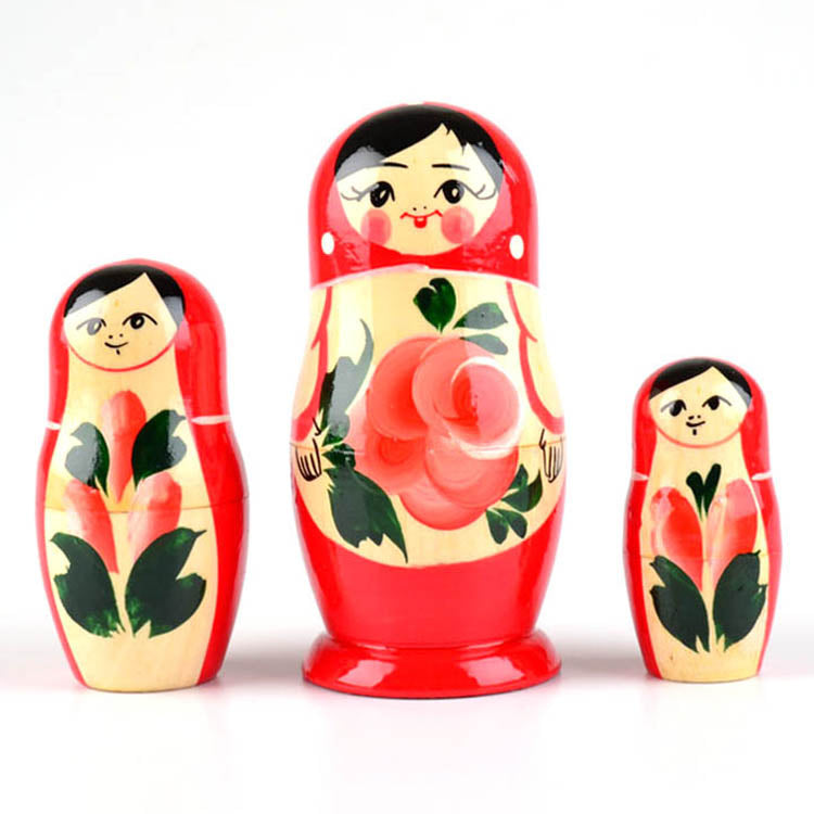 Red Floral Babushka Doll