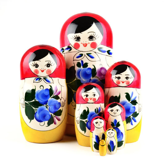 Blue Flowers Traditional Russian Matryoshka