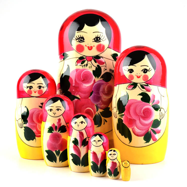 Traditional Pink Floral Nested Doll