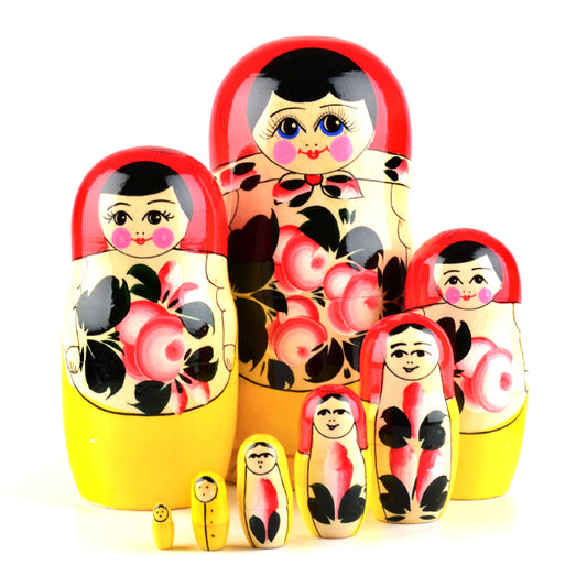 Pink Flowers 8pc Traditional Matryoshka