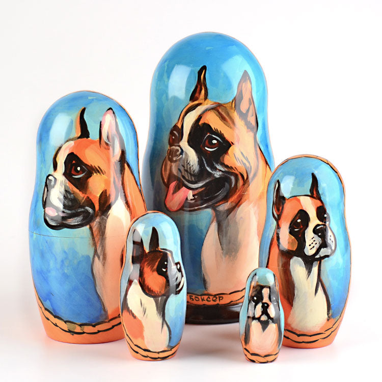 Boxer Dog Russian Stacking Doll