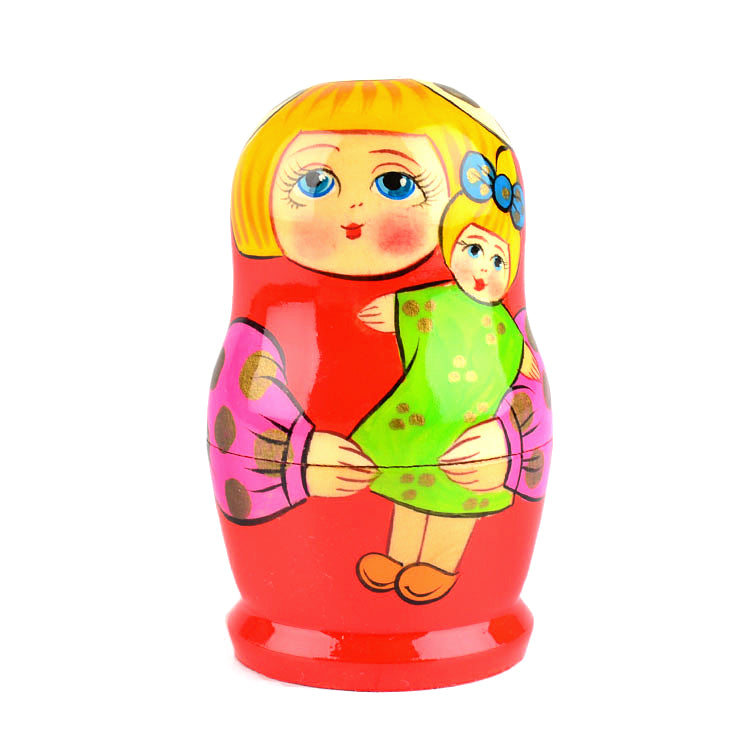 Girl with Doll babushka - Red