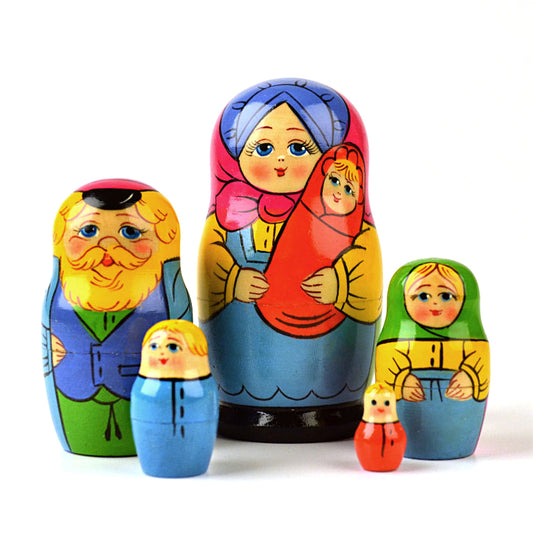 Bright Nesting Doll Family