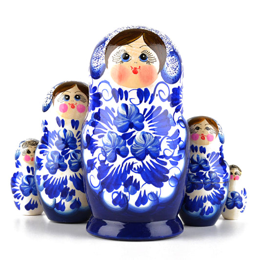 Blue & White Flowers Matryoshka