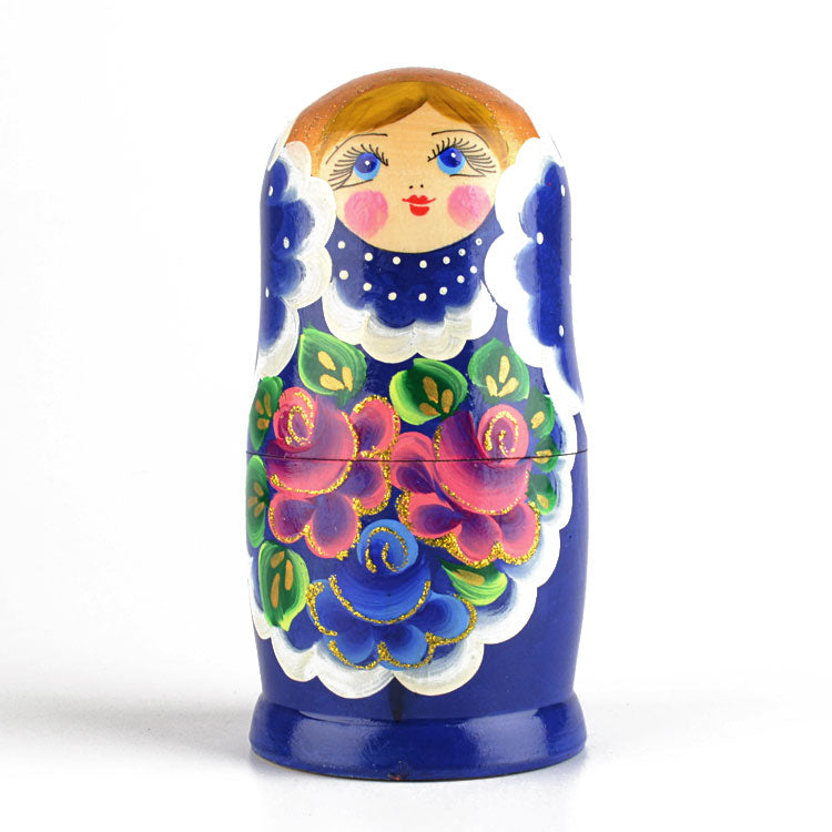 Blue Doll with Pink Roses