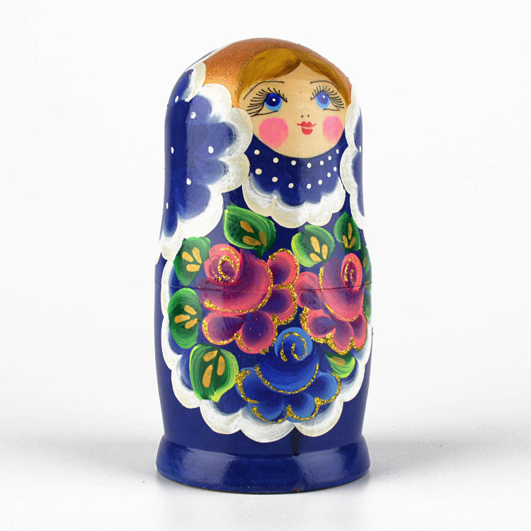 Blue Doll with Pink Roses