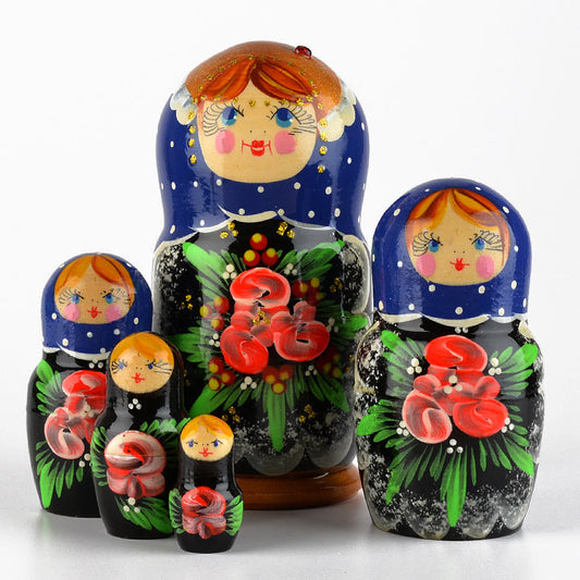 Floral Matryoshka with a Ladybug