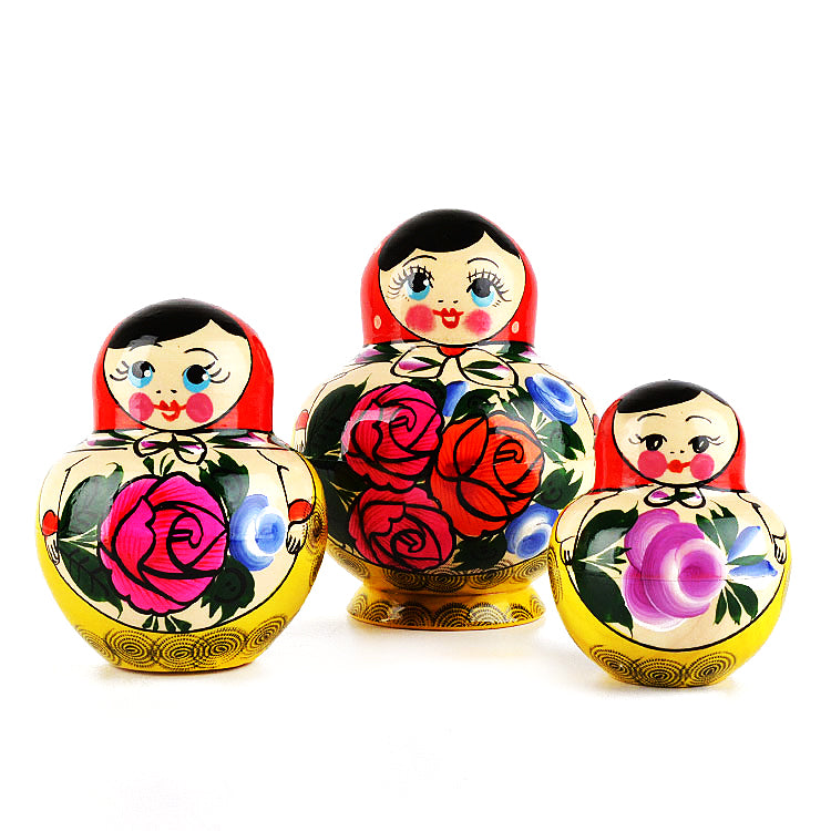 Russian Three Roses Round Red Roses Matryoshka – The Russian Store