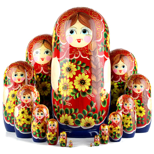 Yellow Flowers 15 Pcs Stacking Doll