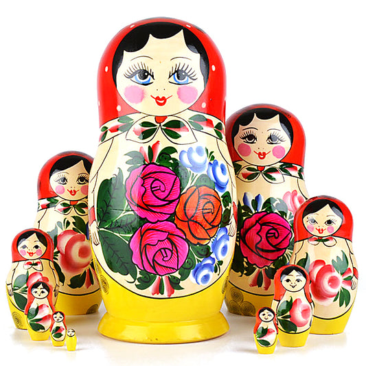 Ten Piece Red Roses Matryoshka
