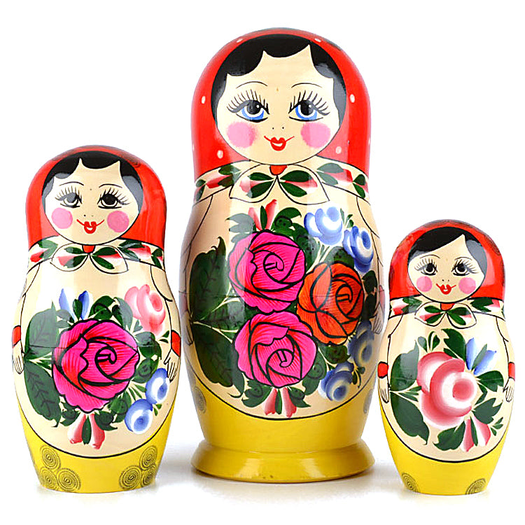Russian Three Roses Ten Piece Red Roses Matryoshka – The Russian Store