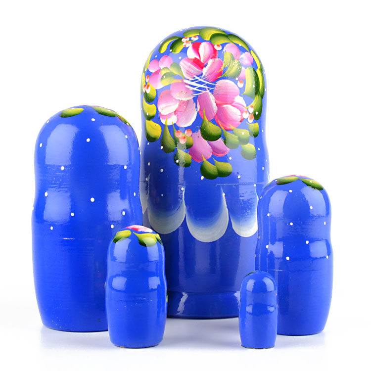 Blue Floral Beauty Matryoshka 5pc