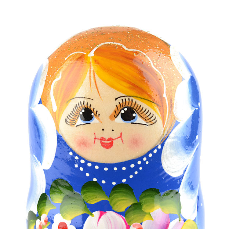 Blue Floral Beauty Matryoshka 5pc
