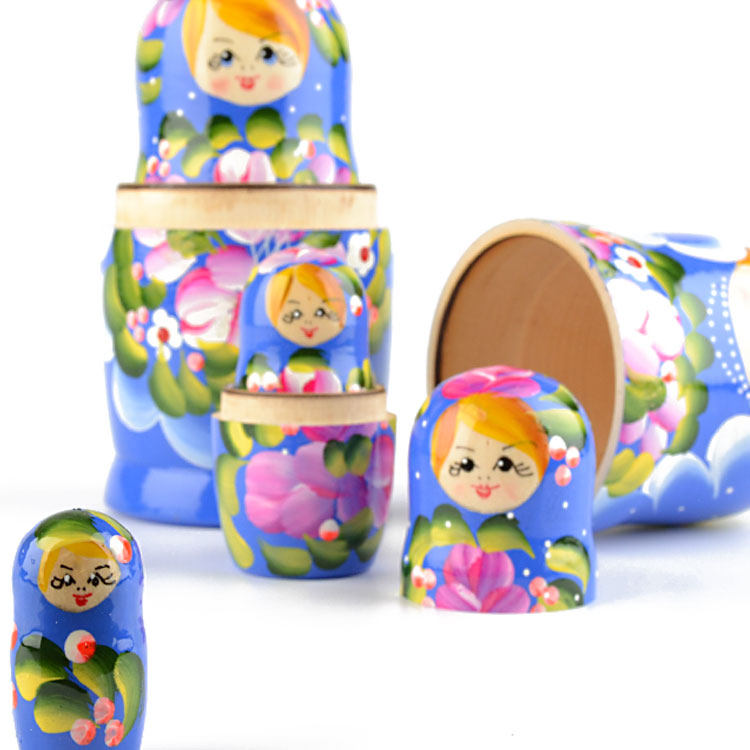 Blue Floral Beauty Matryoshka 5pc