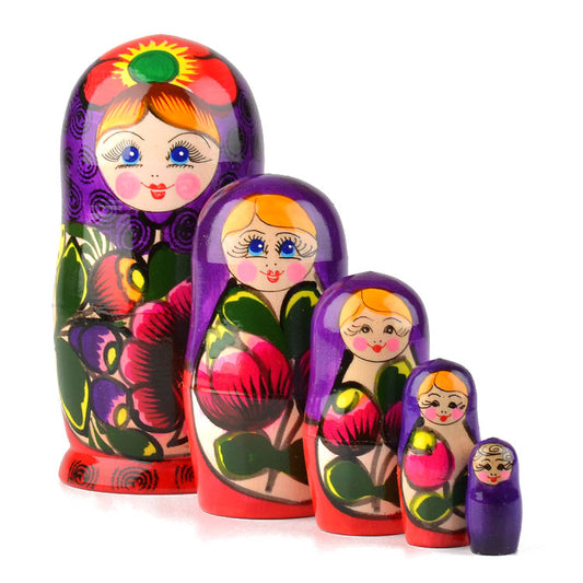 Purple & Red Maiden Nested Doll