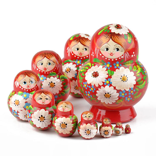 Daisies Girl with Ladybug Stacking Doll