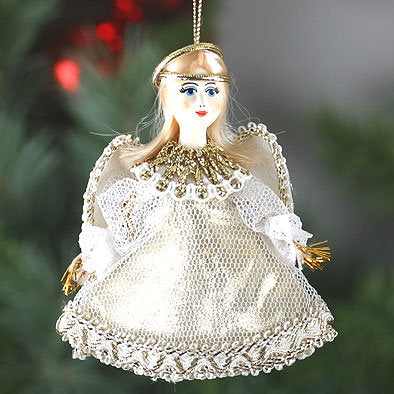 White-Gold Christmas Angel Doll