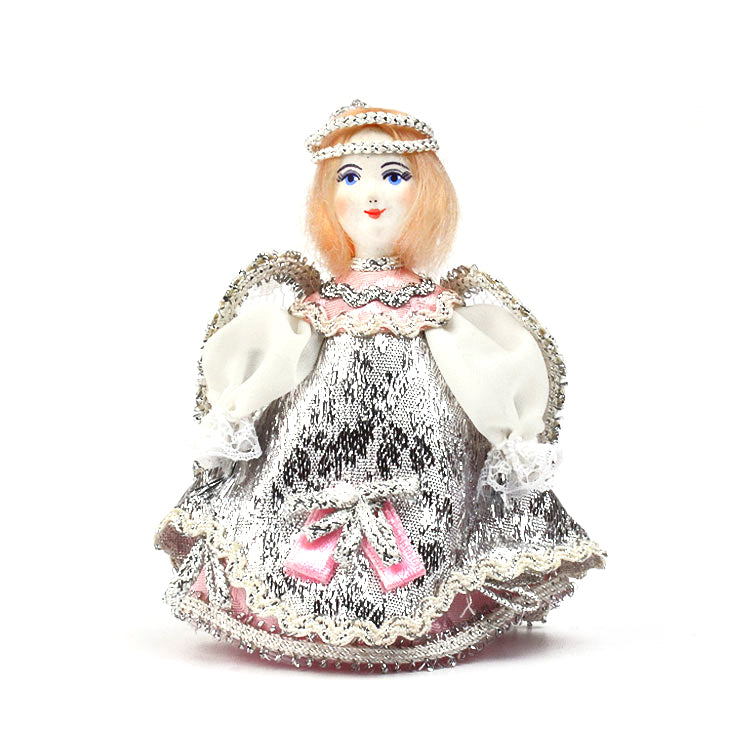 Pink & Silver Angel Russian Doll Ornament