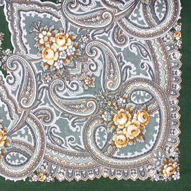 Green Paisley Meadow Shawl