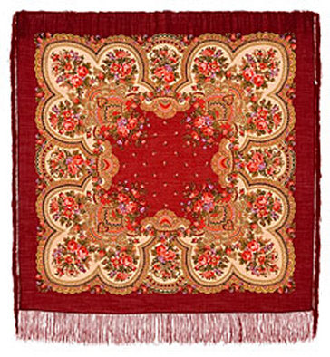 Red Floral Festival Wool Shawl