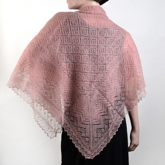 Rose Pink Orenburg Cashmere  Shawl