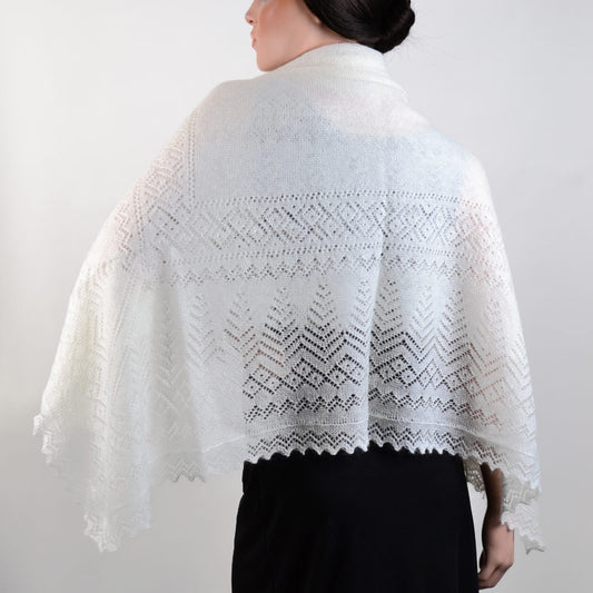 White Winter Lace Orenburg Shawl