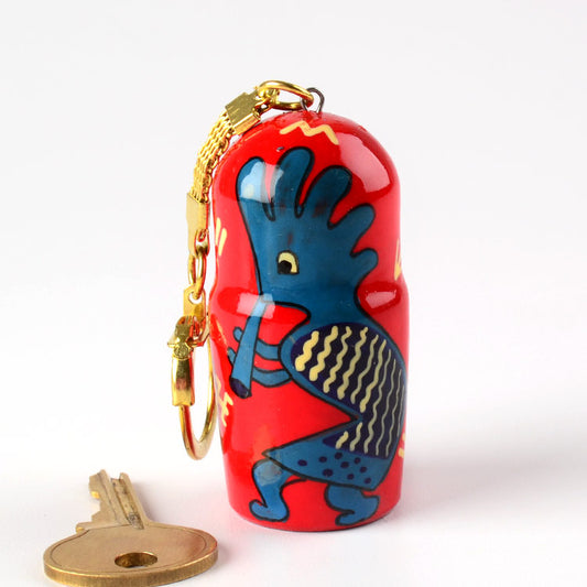 Red & Blue Kokopelli Key-chain