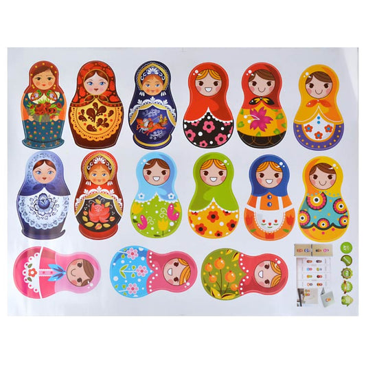 15pcs Russian Matryoshka Dolls Wall Stickers