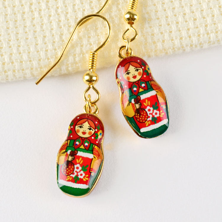Metallic Matryoshka Doll Earrings