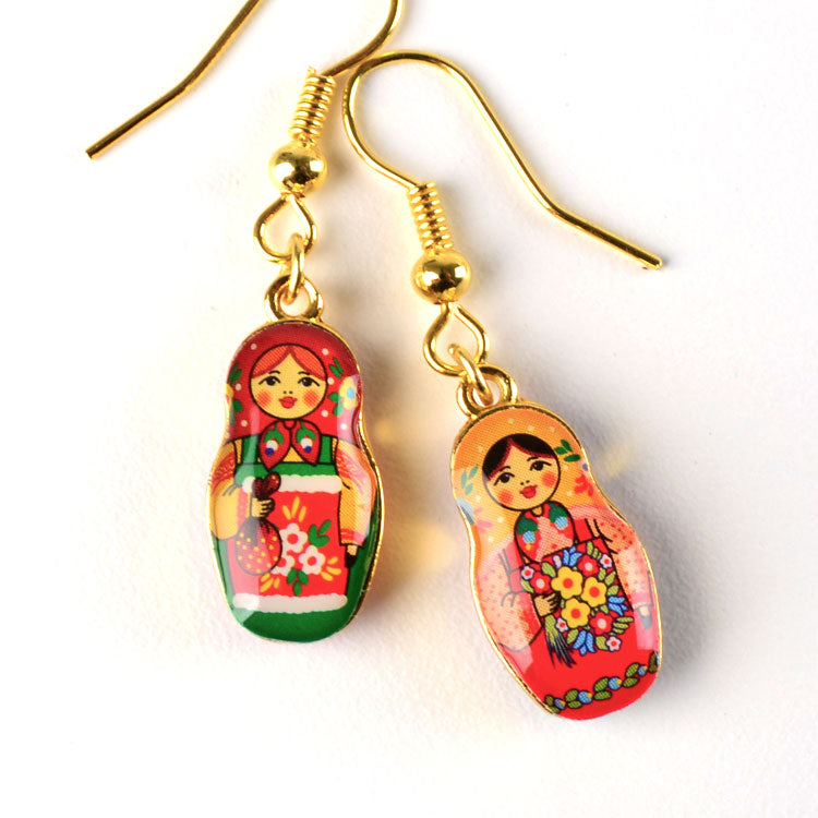 Metallic Matryoshka Doll Earrings