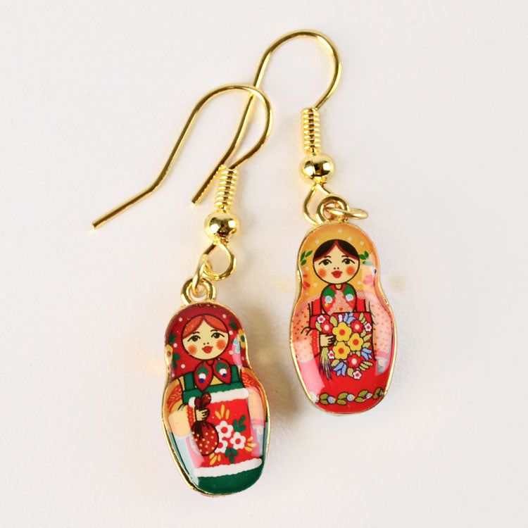 Metallic Matryoshka Doll Earrings