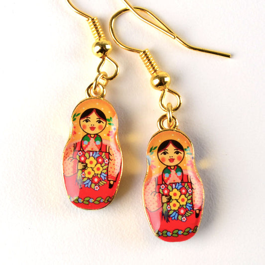 Metallic Matryoshka Doll Earrings