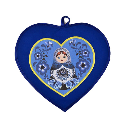 Heart Shaped Pot Holder - Blue
