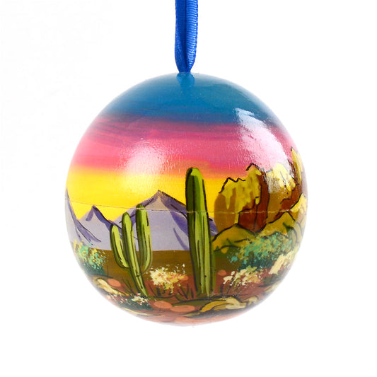 Desert Sunset Wooden Ornament Ball