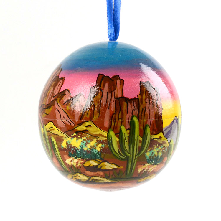 Desert Sunset Wooden Ornament Ball