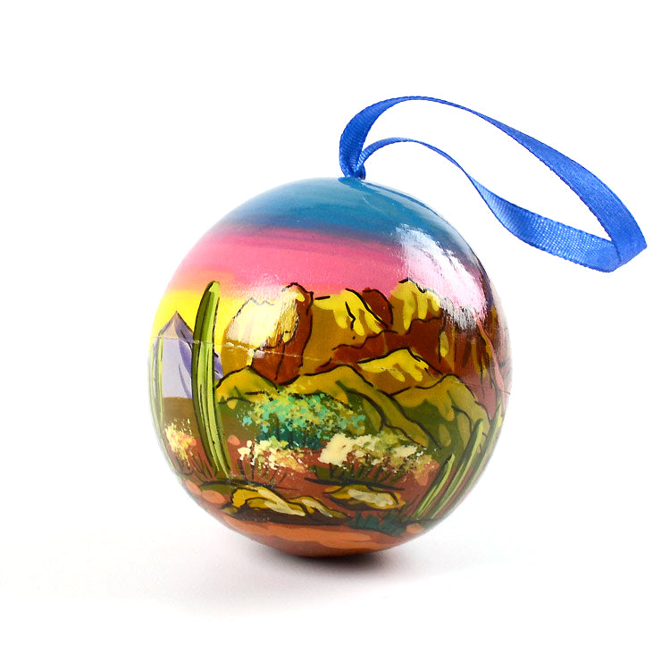 Desert Sunset Wooden Ornament Ball