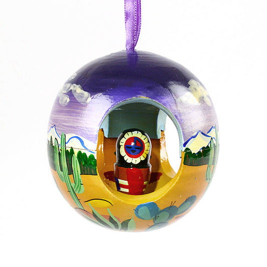 Kachina in the Desert Wooden Ball Ornament