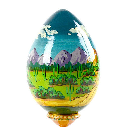 Desert Landscape Wooden Egg