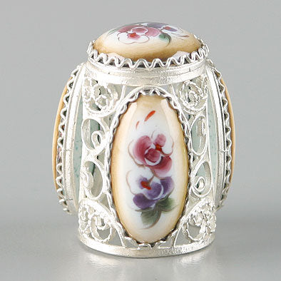 Filigree Enamel Finift Thimble from Russia